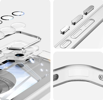 FrostRing S25 Ultra – Transparent Frosted Magnetic Case with Rotating Ring Stand