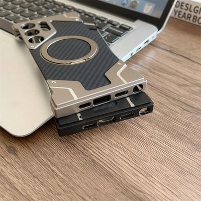 MagnoFrame S24 Ultra – Aluminum Alloy Case with Magnetic Holder & Carbon Fiber Design