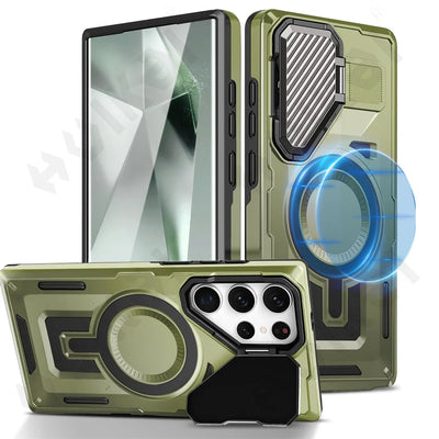 ArmorStand S25 Ultra – Magnetic Rugged Case with Metal Camera Stand