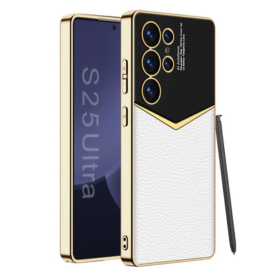 JazzLeather S25 – Electroplated Patchwork Faux Leather Case