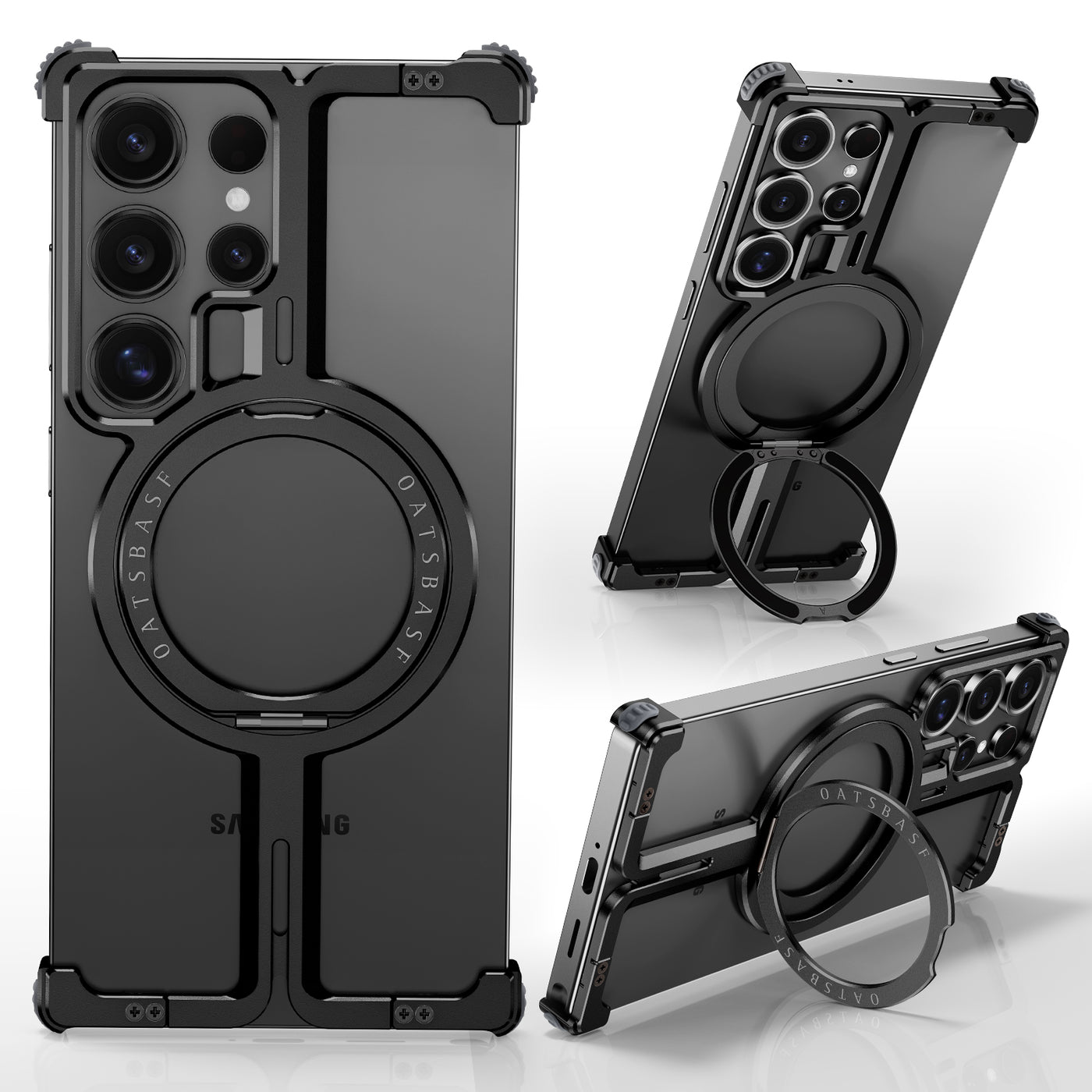 MagFrame S25 Ultra – Magnetic Shockproof Case with Ring Stand