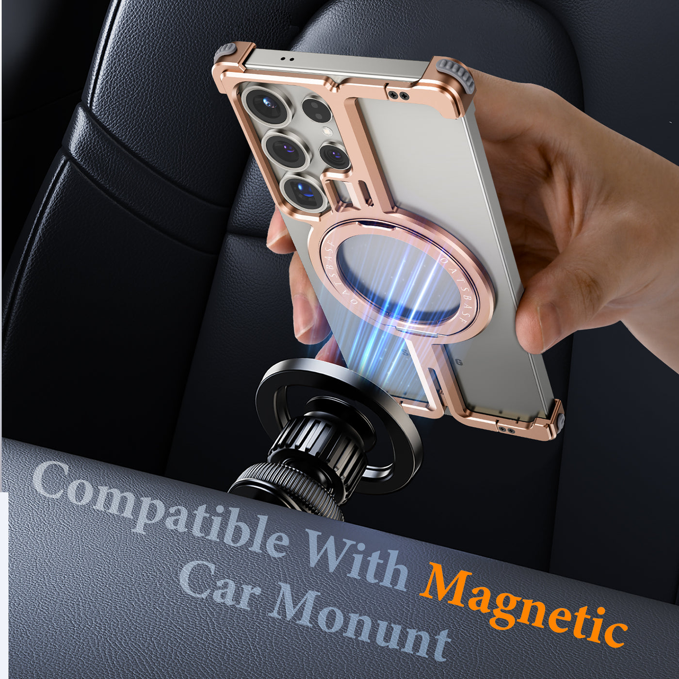 MagFrame S25 Ultra – Magnetic Shockproof Case with Ring Stand