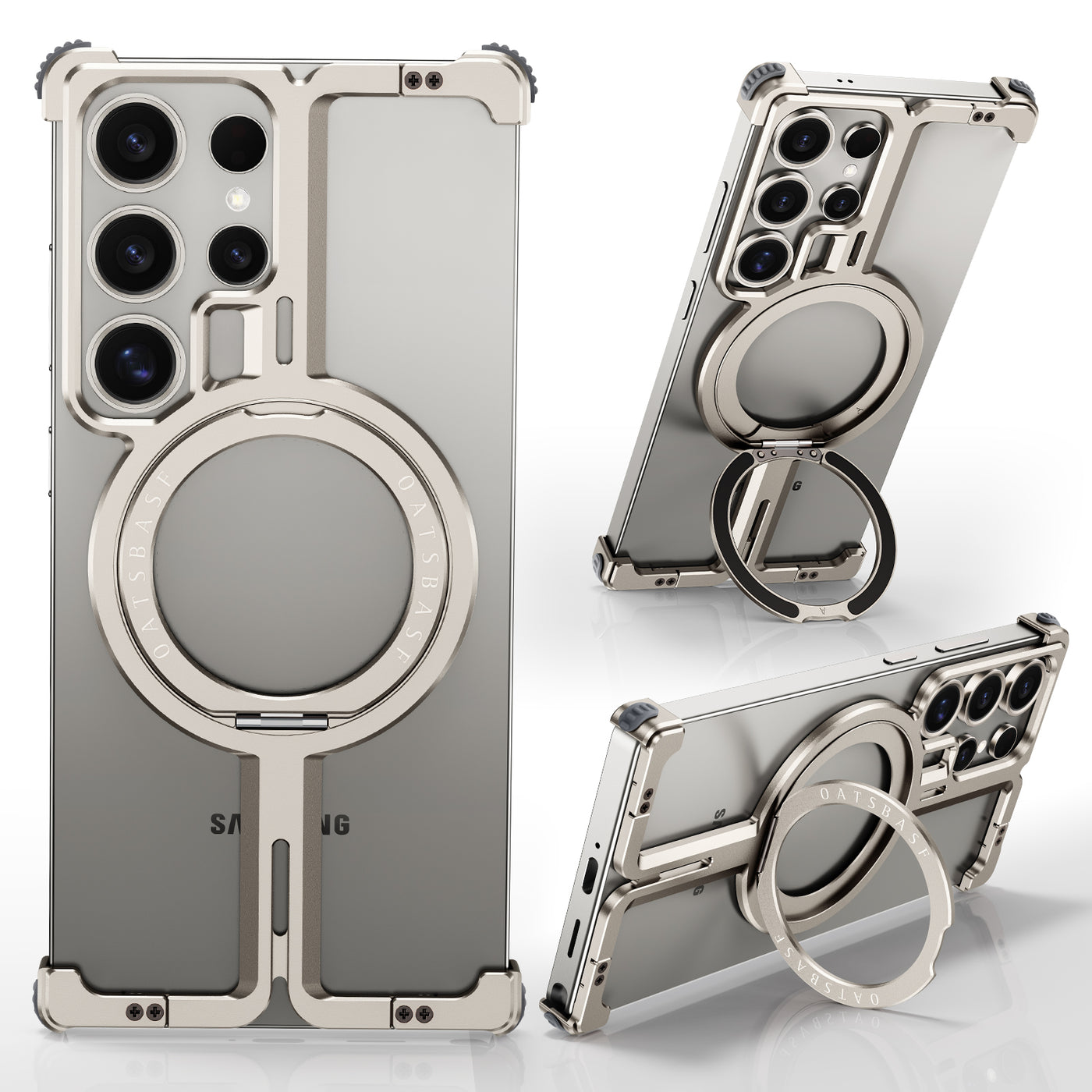 MagFrame S25 Ultra – Magnetic Shockproof Case with Ring Stand