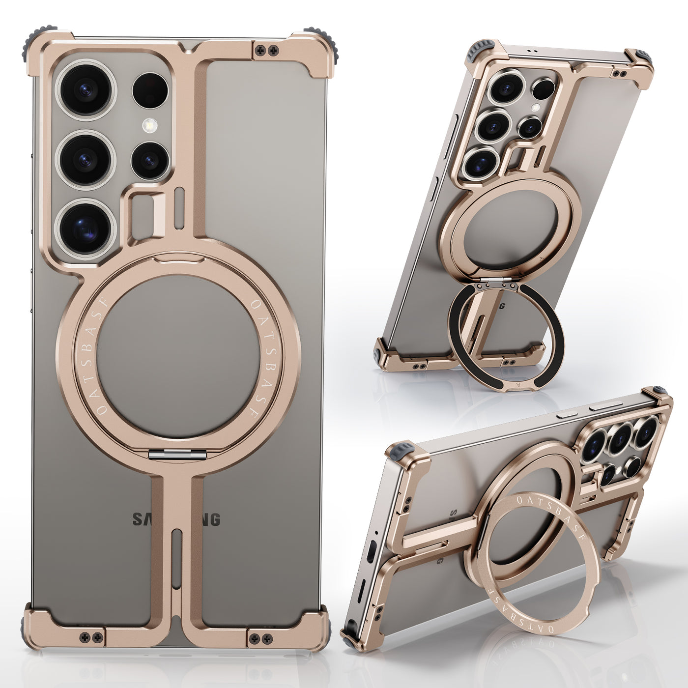 MagFrame S25 Ultra – Magnetic Shockproof Case with Ring Stand