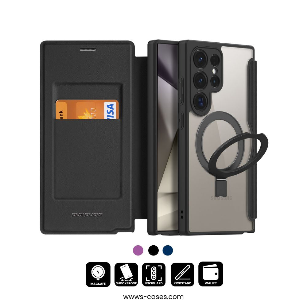 MagWallet S25 Ultra – Strong Magnetic Wallet Case with Kickstand & Wireless Charging