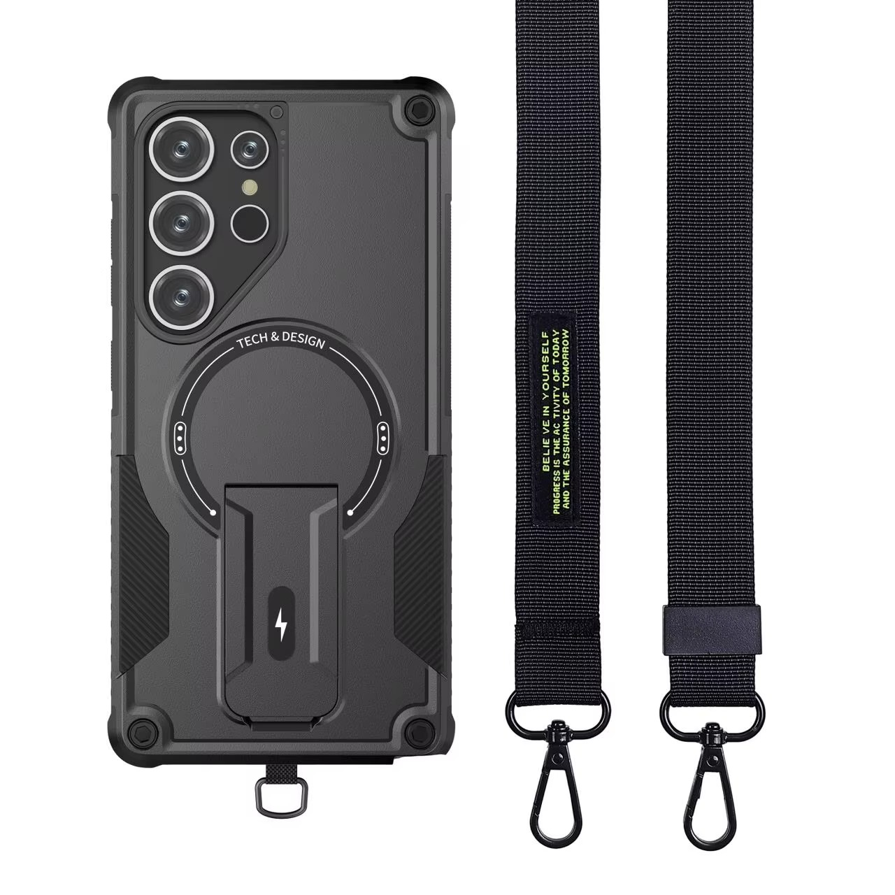 StrapShield S25 – Magnetic Kickstand Lanyard Case